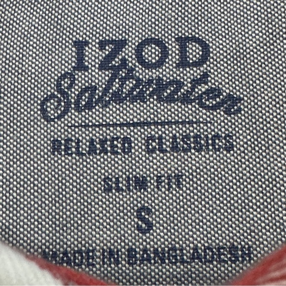 IZOD Saltwater Men’s Slim Fit Plaid Button Down Shirt Red Blue Small - Picture 4 of 6